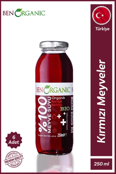 Benorganic Organik Kırmızı Meyveler Suyu 6x250 ml ürün görseli