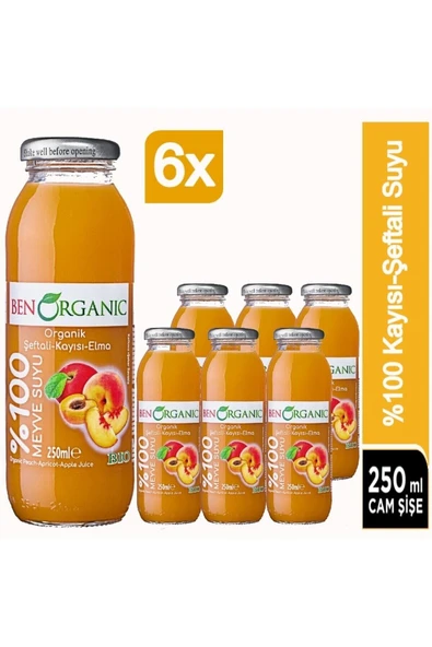 Benorganic Organik Şeftali Kayısı Elma Suyu 6x250ml - 2