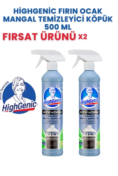 Highgenic Fırın Ocak Mangal Temizleyici Köpük 500 ml X 2– Güçlü Yağ Ve Kir Temizleme