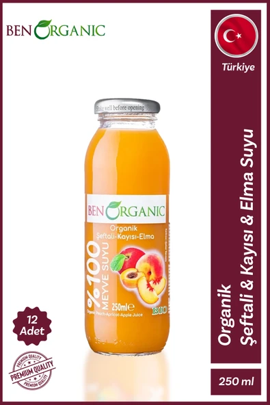 Benorganic Organik Şeftali Kayısı Elma Suyu 12x250ml ürün görseli