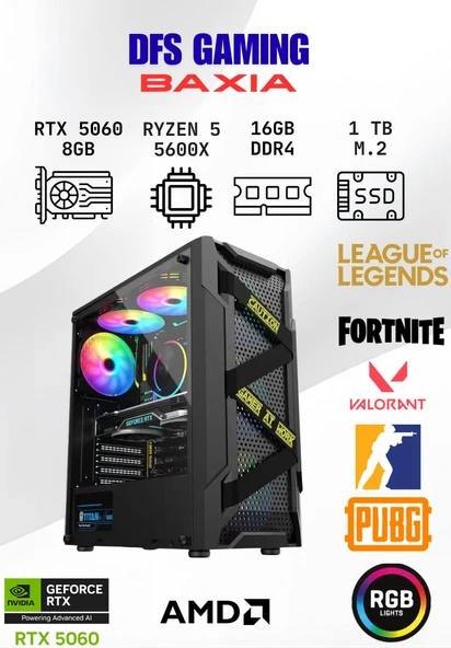 DFS Gaming BAXIA RYZEN 5 5600X-A520M-RTX 5060 8GB-16GB RAM-1TB NVME M.2 SSD-OYUNCU BİLGİSAYARI ürün görseli