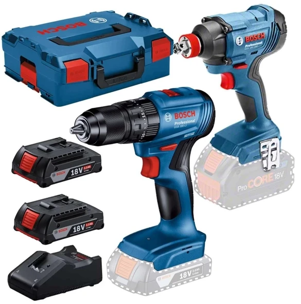 Bosch 2'li Darbeli Vidama ve Matkap Akülü Set GDX 18V-285+GSB 185-LI 2x2 Ah 06019N2124 ürün görseli 1