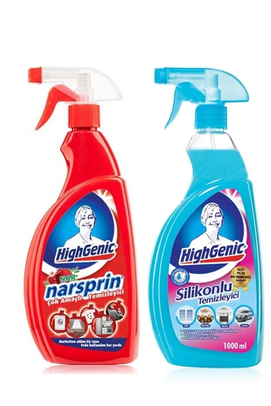 Highgenic Süper Set= Silikonlu Temizleyici 1000ml & Narsprin Çok Amaçlı Temizleyici 1000ml