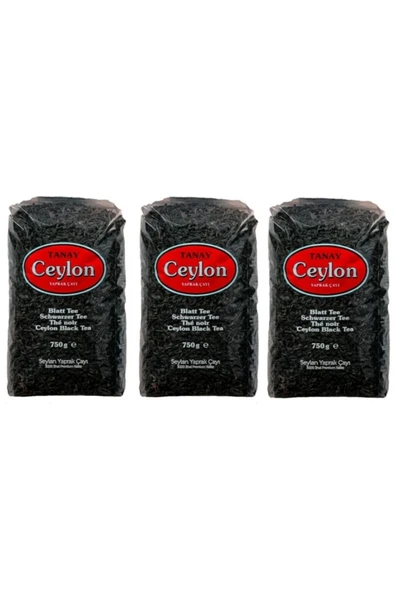 Tanay Ceylon Ithal Sri Lanka Siyah Yaprak Seylan Çayı Kaçak Çay 750 gr X 3 Adet (2.250 GR)