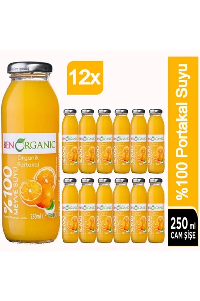 Benorganic Organik Portakal Suyu 12x250ml - 2