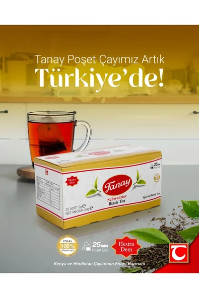 Tanay Süzen Bardak Poşet 2gr X 25 Li Sallama Siyah Çay 100% ithal Black Teabag x 2 ADET - 3