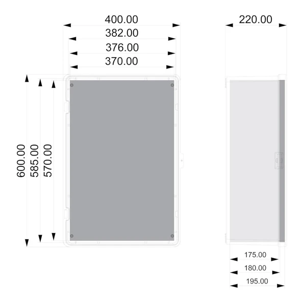 400x600x220 mm Taban Saclı Polyester Pano - 3