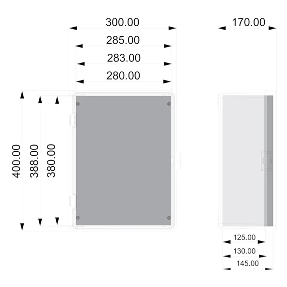 300x400x150 mm Taban Saclı Polyester Pano - 2
