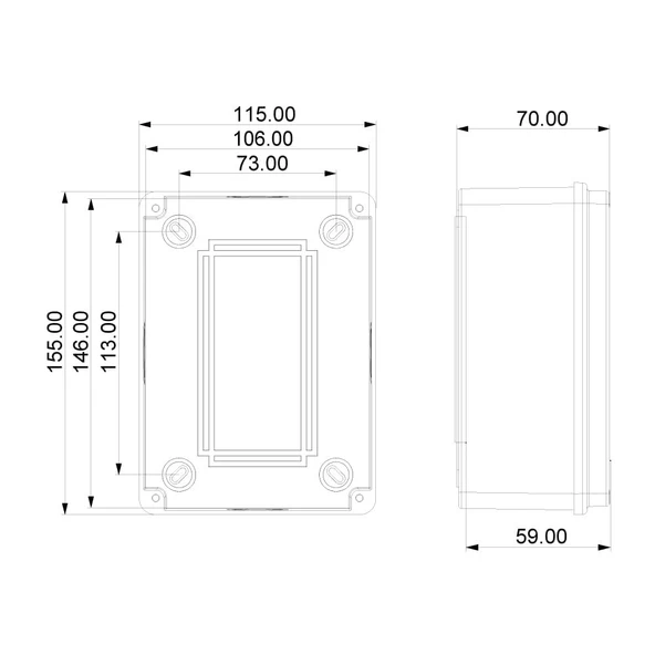150x110x70 mm Sıva Üstü Opak Kapaklı Buat Kutusu - 2