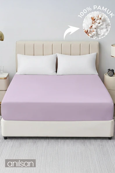 Düz Lila Lastikli Çarşaf  %100 Pamuk Tek/Çift Kişilik Ev, Otel Çarşafı,63 Tel