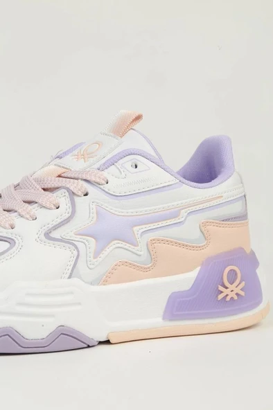 Benetton BNI-11512 Kadın Sneaker Ayakkabı Beyaz Pudra 36-40 - 2