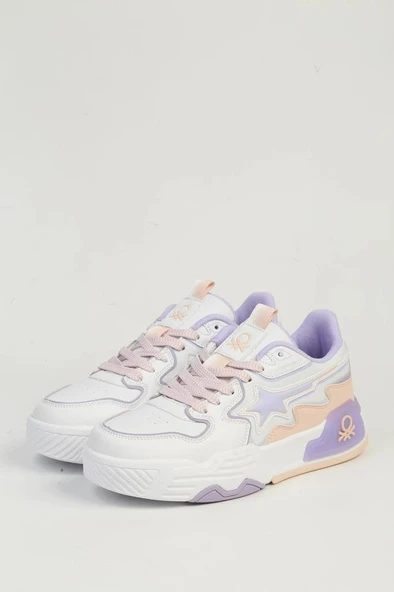 Benetton BNI-11512 Kadın Sneaker Ayakkabı Beyaz Pudra 36-40 - 6