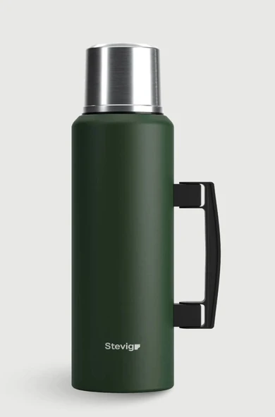 Stevig ST-206 4 Camp Klasik Vakumlu Kulplu Çelik Termos 1.5LT Green