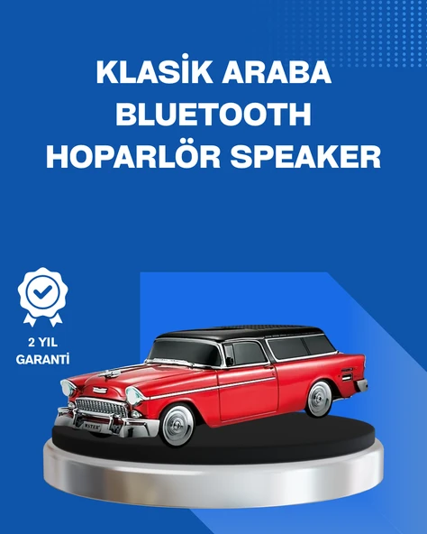 Retro Araba Şekilli Kablosuz Bluetooth Hoparlör ürün görseli