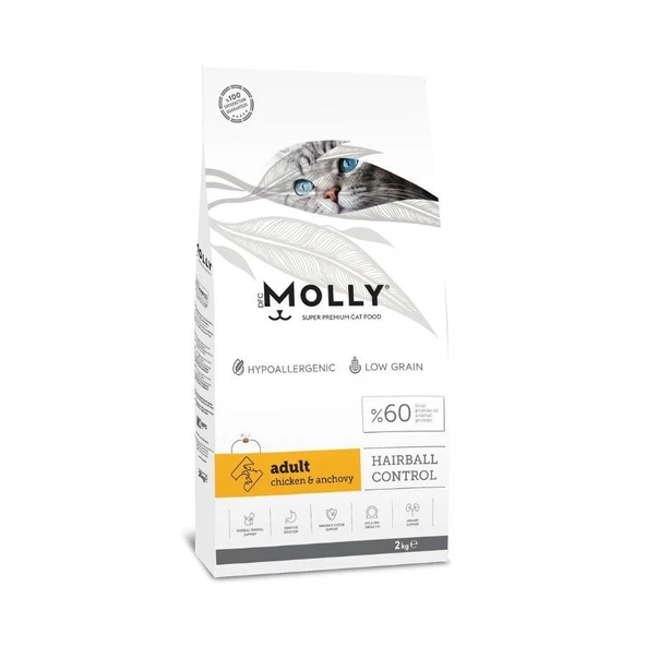 Molly Düşük Tahıllı Hypoallergenic Tavuklu ve Hamsili Yetişkin Kedi Maması 2 Kg ürün görseli