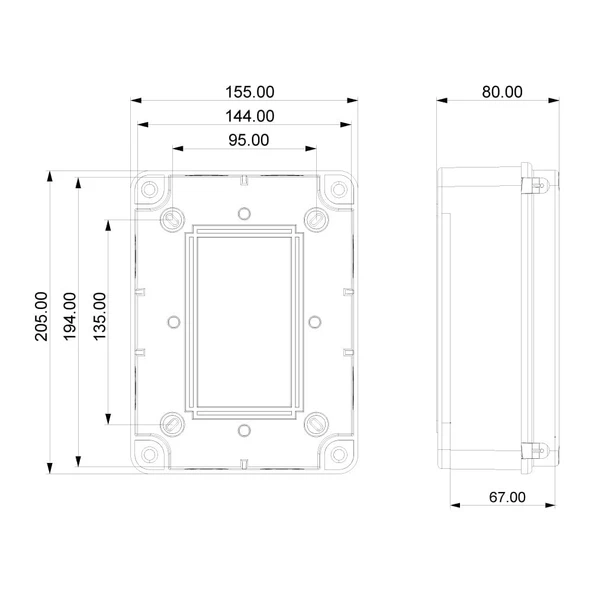 200x150x80 mm Sıva Üstü Opak Kapaklı Buat Kutusu - 2