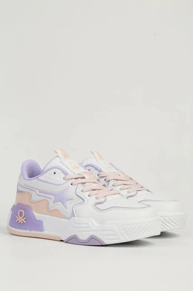 Benetton BNI-11512 Kadın Sneaker Ayakkabı Beyaz Pudra 36-40 - 4