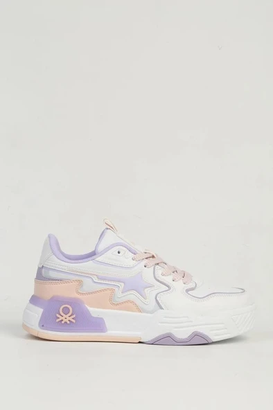 Benetton BNI-11512 Kadın Sneaker Ayakkabı Beyaz Pudra 36-40