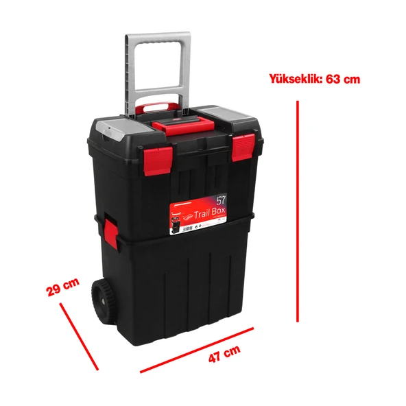 Tekerlekli Taşınabilir 60 Litre Organizer Bölmeli Taşınabilir Kulplu Takım Çantası Alet Çanta - 2