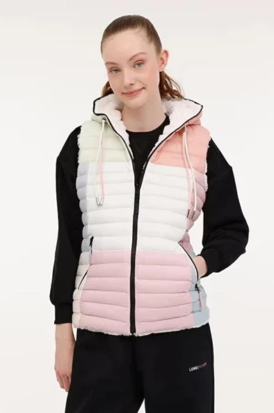 Lumberjack WL ADDISON 4V324-100B 4PR 101888336 Kadın Çift Taraflı Yelek Beyaz XS-XL
