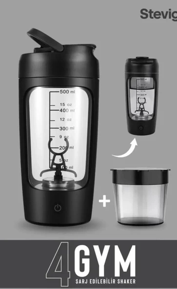 Stevig ST-225 4 Gym Şarj Edilebilir Elektrikli Shaker 650ML Black - 5