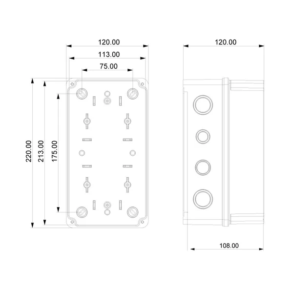 120x220x120 mm Sıva Üstü Opak Kapaklı Buat Kutusu - 2