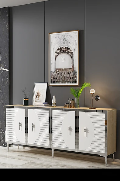 CENEYRA KA1801AG TUNA KONSOL, TV SEHPASI ANTRASİT-GOLD 180cm - 12