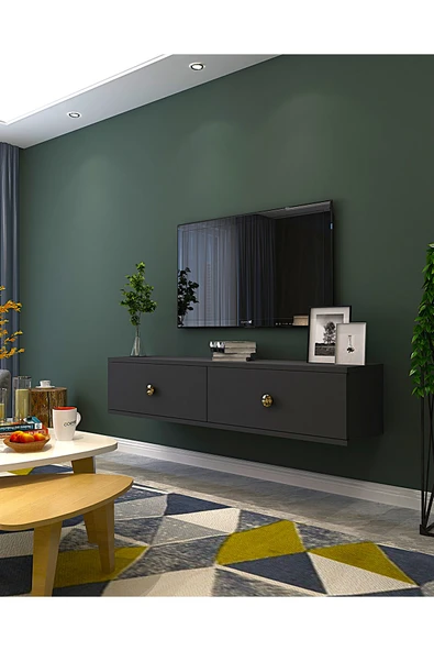 CENEYRA TDA1202A - ZUZU DUVARA MONTAJ TV STAND ANTRASİT-GOLD 120CM - 2