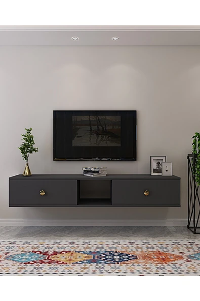 CENEYRA TDA1501AG - ZUZU DUVARA MONTAJ TV STAND ANTRASİT-GOLD 150CM