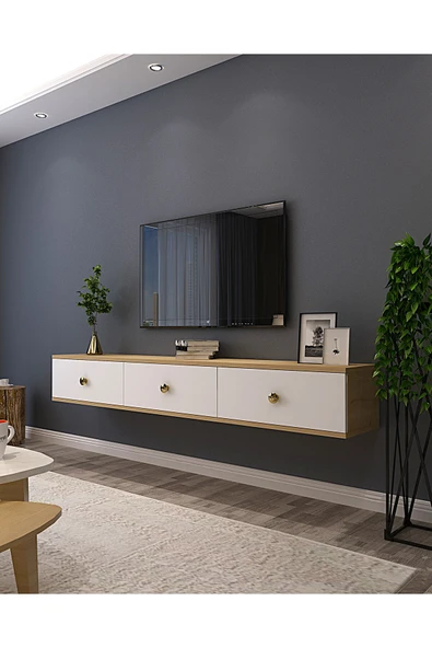 CENEYRA TDA1801AG - ZUZU DUVARA MONTAJ TV STAND ANTRASİT-GOLD 180CM - 10