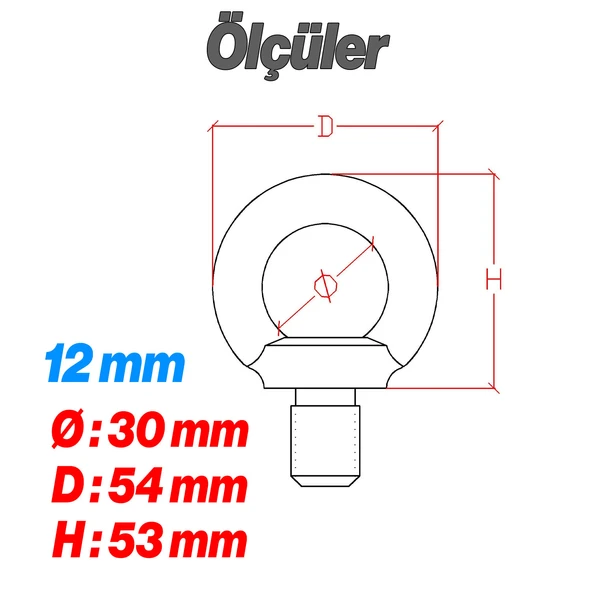 Metal Halka Civata Aybolt 5 ADET 12 mm Aybolt Civatası Paslanmaz Çelik Montaj Sabitleme Bağlantısı - Resim 2