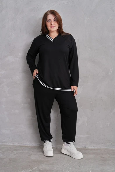 Kadın Yeni Sezon Uzun Kollu Ribana Detay Ikili Takım - Resim 7