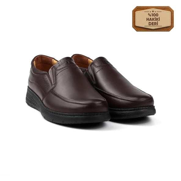 Erkek Kahve Hakiki Deri Ayakkabı, Ortopedik Taban Loafer Ayakkabı Yumuşak Mevsimlik Kışlık Günlük Casual Ayakkabı