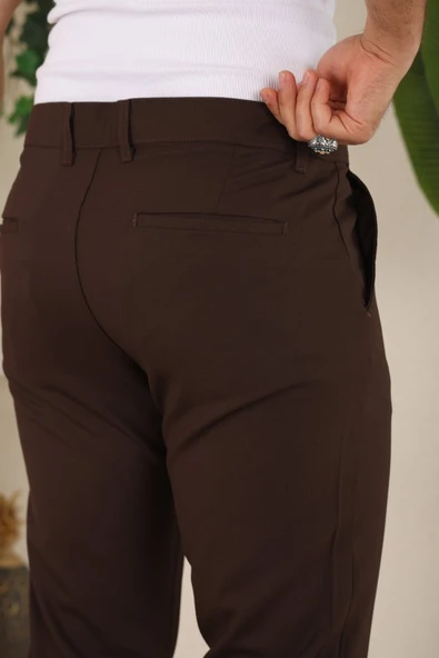 Erkek Slim Fit Likralı Bilek Boy Dilli Kumaş Pantolon - 3