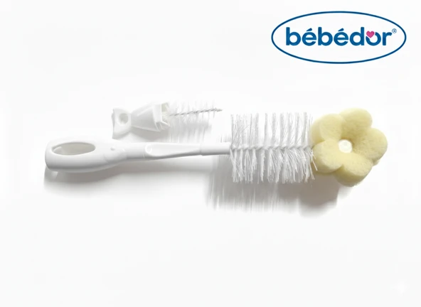 Bebedor Yeni Sünger Uçlu Biberon ve Emzik Temizleme Fırçası Beyaz 575