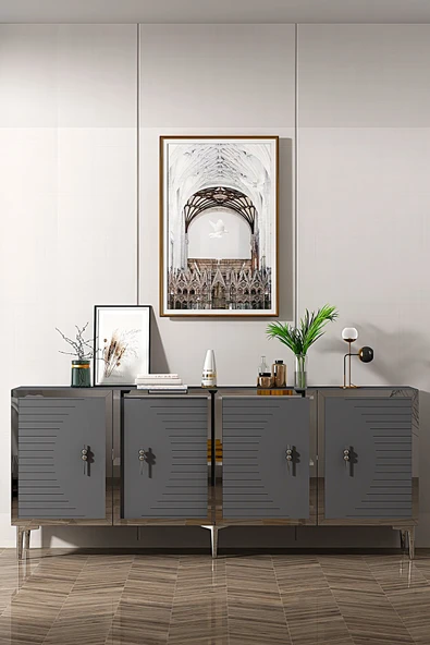 CENEYRA KA1801AG TUNA KONSOL, TV SEHPASI ANTRASİT-GOLD 180cm - 3