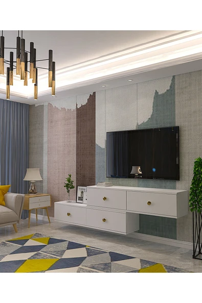 CENEYRA TDA1203AG - ZUZU 2Lİ DUVARA MONTAJ TV STAND ANTRASİT-GOLD 120CM+120CM - 6