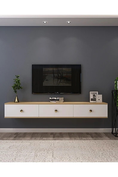 CENEYRA TDA1801AG - ZUZU DUVARA MONTAJ TV STAND ANTRASİT-GOLD 180CM - 9