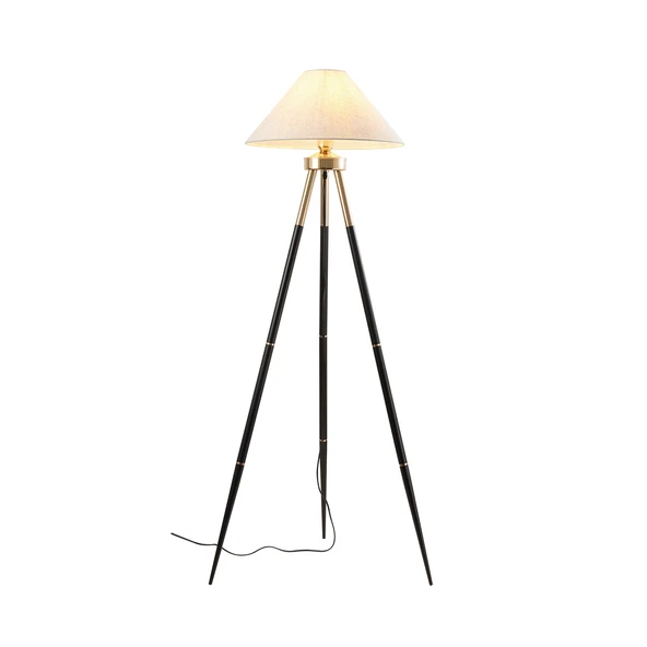 Cosby Siyah-Gold Kaplamalı Tripod Metal 3 Ayaklı Lambader - 4