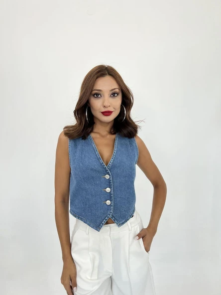 6887 KOT YELEK-MAVİ - 5