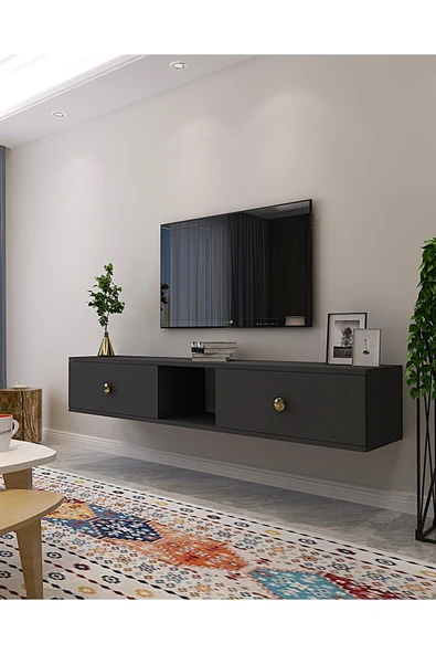 CENEYRA TDA1501AG - ZUZU DUVARA MONTAJ TV STAND ANTRASİT-GOLD 150CM - 2