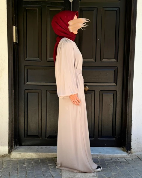 Dubai İpeği Tesettür Ferace Bej - 5