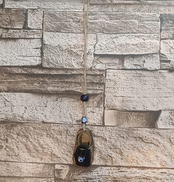 Araba Dikiz Ayna Duvar Kapı Süsü Deri Sandalet Otantik Ağaç Balkon Teras Nazar Boncuklu Düğün Nişan Kına Özel Gün Kötü Göz Nazar Boncuklu - 4