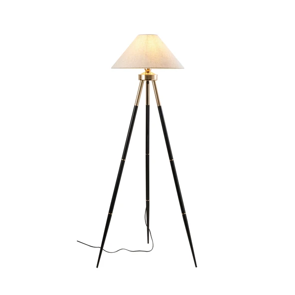 Cosby Siyah-Gold Kaplamalı Tripod Metal 3 Ayaklı Lambader - 2