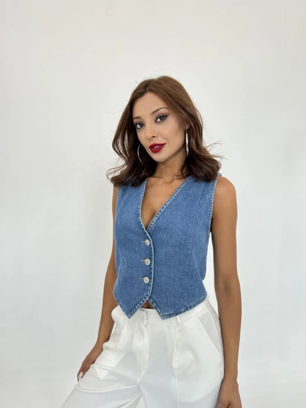 6887 KOT YELEK-MAVİ - 3