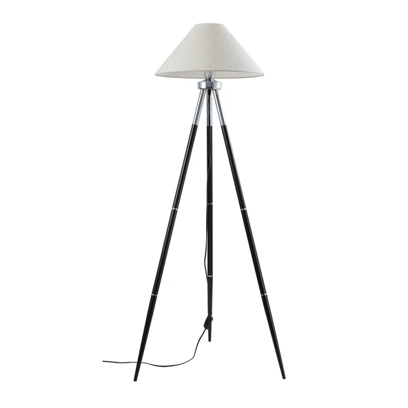 Cosby Siyah-Krom Kaplamalı Tripod Metal 3 Ayaklı Lambader - 3