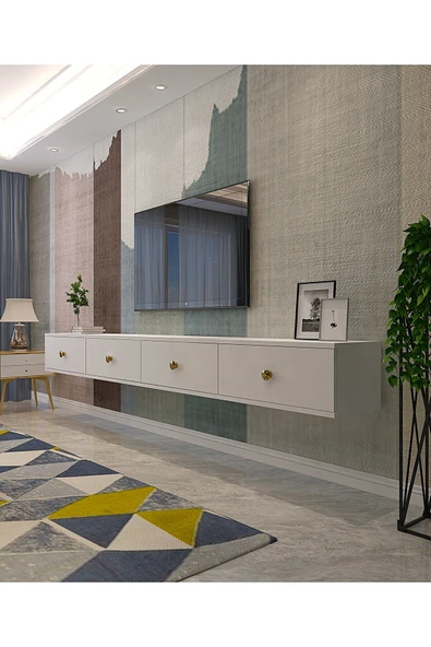 CENEYRA TDA2401AG - ZUZU DOUBLE DUVARA MONTAJ TV STAND ANTRASİT-GOLD 240CM - 6