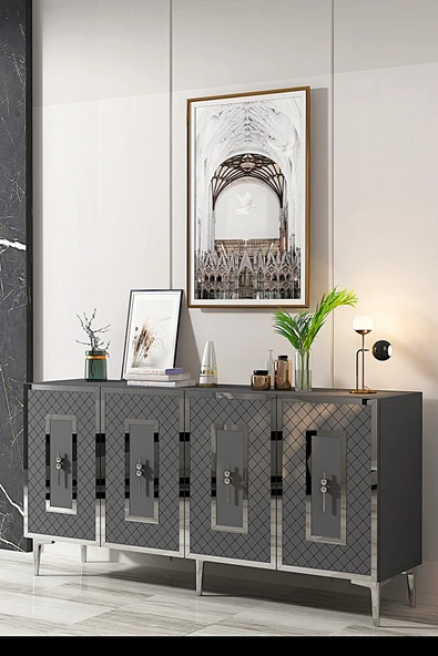 CENEYRA KA1510AG PUMA KONSOL, TV SEHPASI ANTRASİT-GOLD 150cm - 4