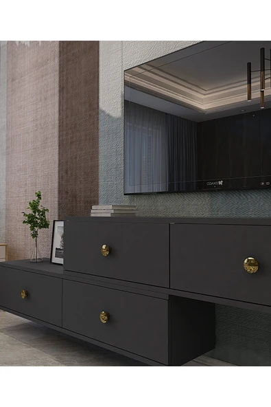 CENEYRA TDA1203AG - ZUZU 2Lİ DUVARA MONTAJ TV STAND ANTRASİT-GOLD 120CM+120CM - 3