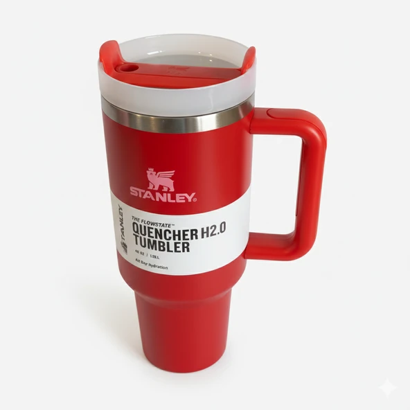 Stanley Quencher H2.O FlowState 40OZ Tumbler Pipetli Termos 1.18L Kırmızı - Resim 2